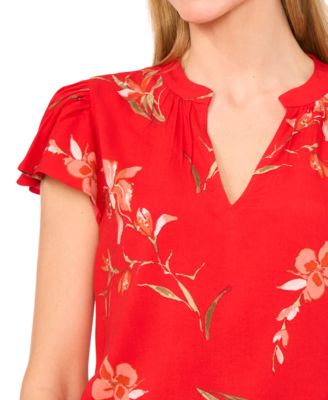 (取寄) シーシー レディース フラッター スリーブ フロント キーホール ブラウザ CeCe women Flutter Sleeve Front Keyhole Blouse Peach Coral CeCe Flutter Sleeve Blooming Romance Blouse New Ivory LG at
