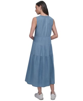 Women's Sleeveless Tiered Midi Dress