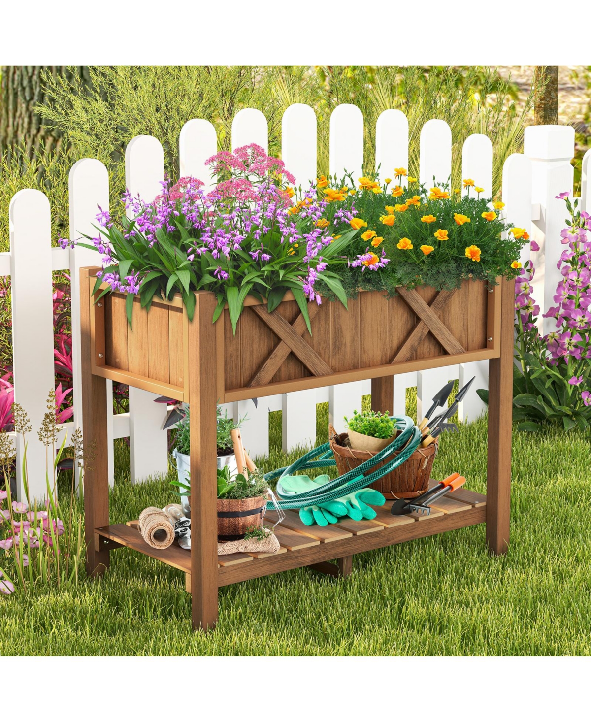 Hips Raised Garden Bed Poly Wood Elevated Planter Box