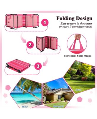 Beach Chaise Lounge Chair with Face Hole and Removable Pillow-Hot Pink