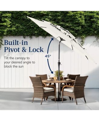 10ft 3-Tier Patio Umbrella, Market Sun Shade w/ Tilt Adjustment, Easy Crank