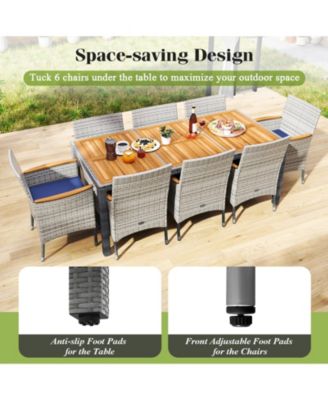 9 Pieces Patio PE Wicker Dining Set for Deck, Garden and Yard