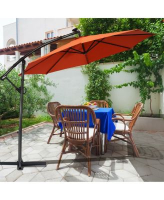 10 Feet 360° Rotation Solar Powered LED Patio Offset Umbrella without Weight Base