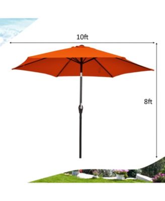 10 Feet Outdoor Patio Umbrella with Tilt Adjustment and Crank-Orange