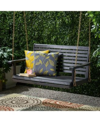 Patio  Porch Swing with Slat Design, 2-Seater Hanging Bench with 8 FT Chains
