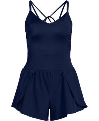 Women's Tugless Strappy X-Back Romper Swimsuit
