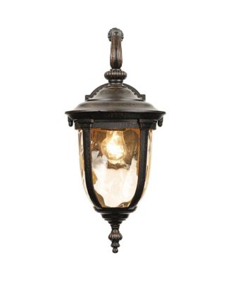 Bellagio Vintage Outdoor Wall Light Fixtures Set of 2 Veranda Bronze Downbridge 16 1/2" Champagne Hammered Glass for Post Exterior