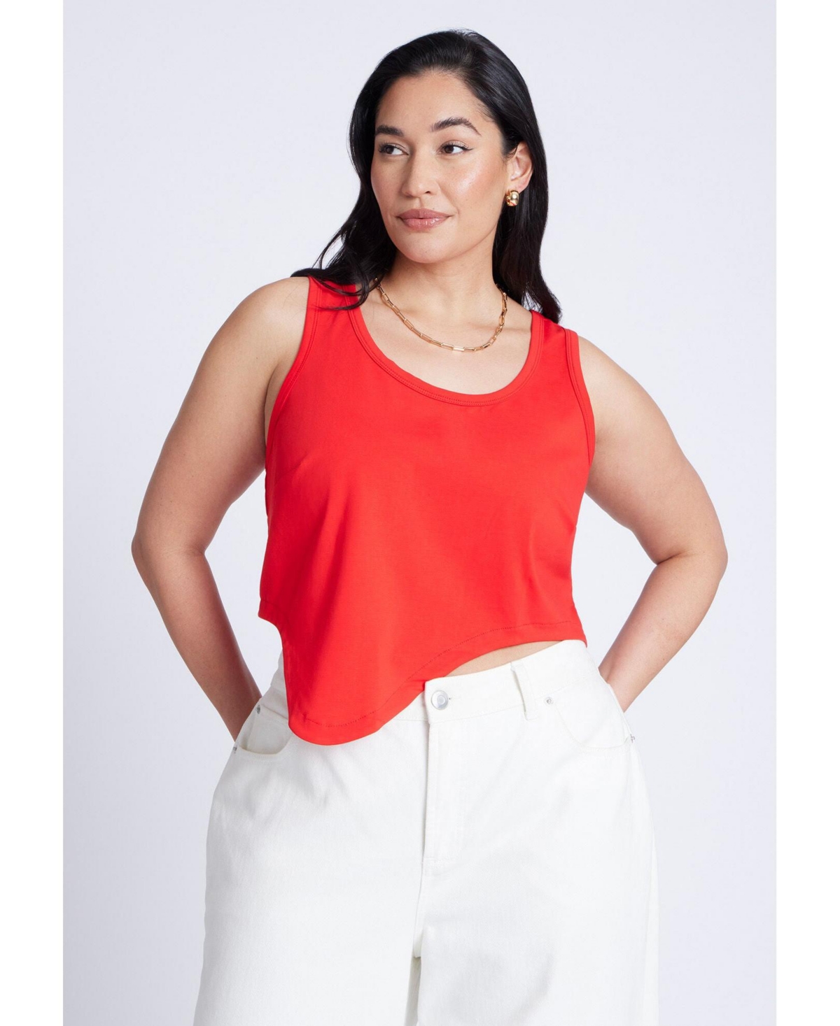 Plus Size Asym Hem Tank - High risk red