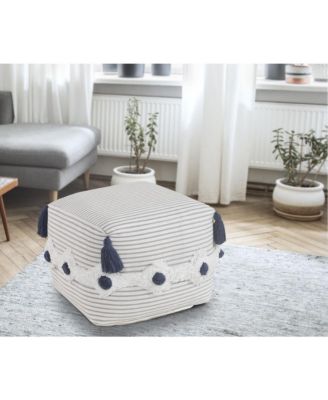 18" Grey 100% Cotton Ottoman