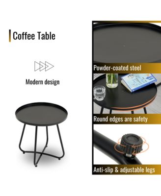 Patio Furniture Set 3 Piece Mixture Pattern PE Rattan Steel Frame And Modern Round Table