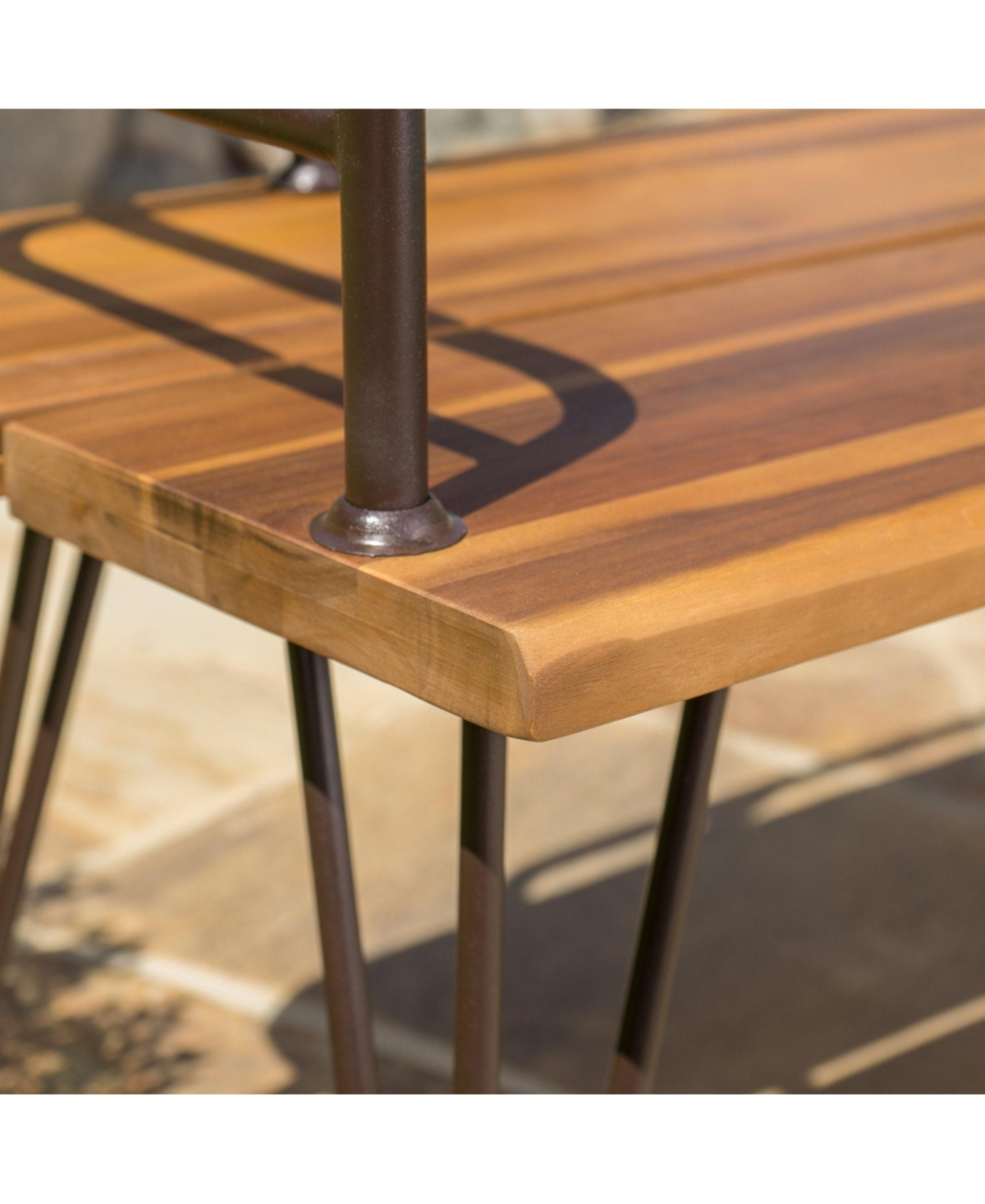 Zion Industrial Wood And Metal Bench Chair