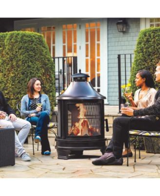 Metal Outdoor Garden 2-in-1 Heating Stove Fireplace Fire Pit with Rotatable and Removable Cooking Stove Rack