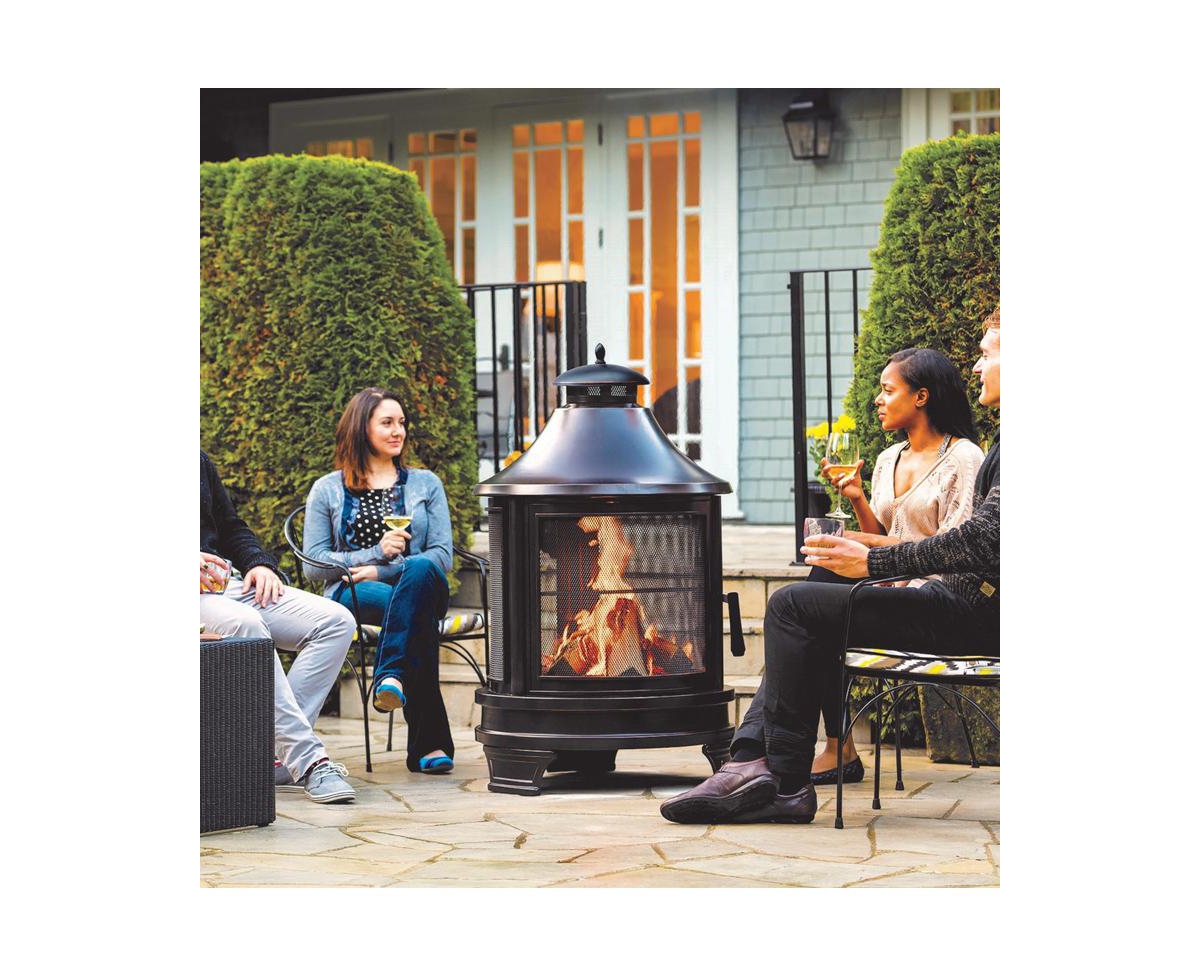 Metal Outdoor Garden 2-in-1 Heating Stove Fireplace Fire Pit with Rotatable and Removable Cooking Stove Rack