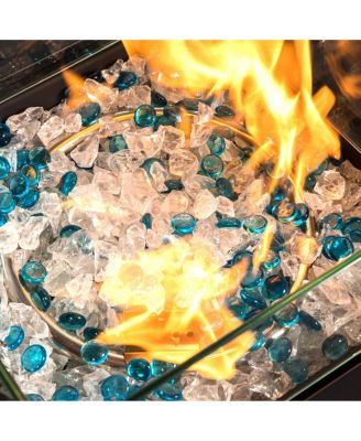 Square Wicker 20 in. Fire Pit Table with Extension