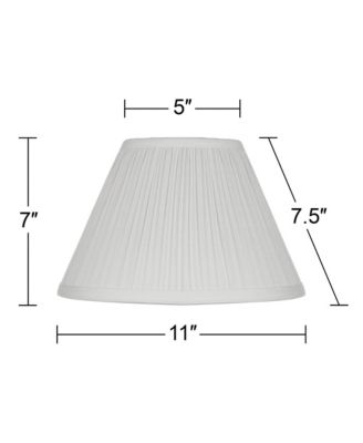 Set of 2 Bell Lamp Shades White Mushroom Pleated Small 5" Top x 11" Bottom x 7.5" Slant Candelabra Clip-On Fitting