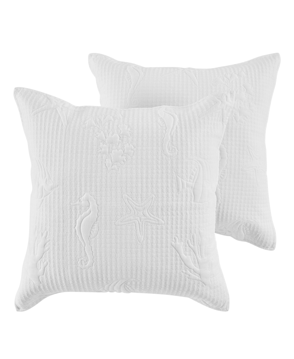Cross Stitch Sea 2-Pc. Sham Set, European - White