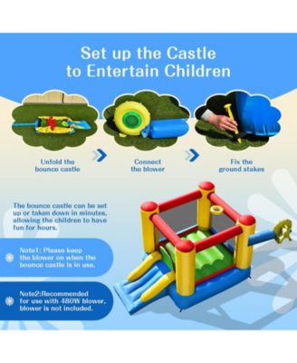 Kids Inflatable Bounce House with Slide and 480W blower