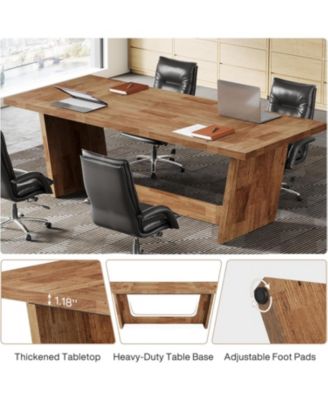 6FT Conference Table Set of 4, Rectangular Seminar Table for Meeting Room, Solid Executive Business Furniture Boardroom Desk