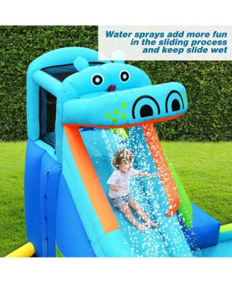 Hippo Inflatable Water Slide Bounce House with Air Blower