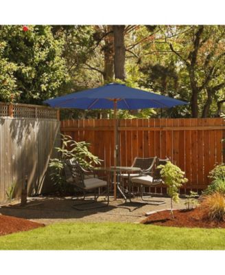 10 Feet Patio Umbrella with 8 Wooden Ribs and 3 Adjustable Heights-Navy
