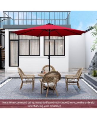 10 Feet Patio Umbrella with 112 Solar Lights and Crank Handle