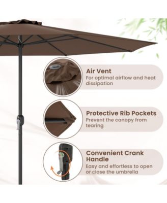 12 Feet Patio Umbrella with Crank Handle and 8 Sturdy Ribs