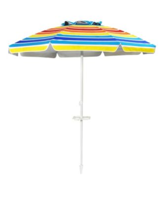 7.2 Feet Portable Outdoor Beach Umbrella with Sand Anchor and Tilt Mechanism-Multicolor