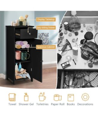 Storage Free-Standing Floor Cabinet with Drawer and Shelf