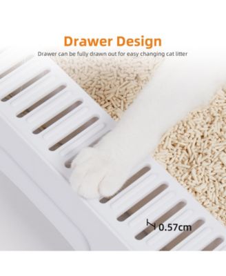 Cats Litter Box  Detachable Top & Slide-Out Tray With Scoop