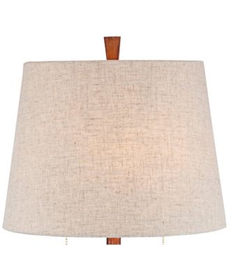 Omar Modern Modern Mid Century Table Lamps 28 3/4" Tall Set of 2 Brown Wood Oatmeal Tapered Drum Shade for Bedroom Living Room Bedside