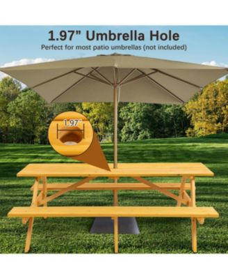 Streamdale 8-Person Brown Picnic Table with Benches