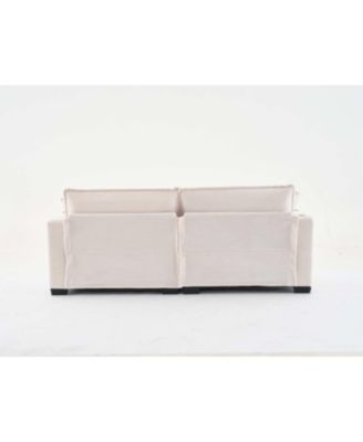 Streamdale L Shape Corduroy Sofa w/ USB, Cup Holder & Ottoman - Beige