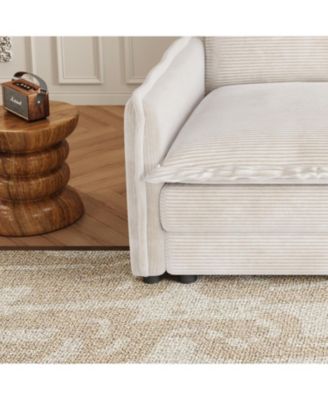Streamdale Corduroy 3-Seater Cloud Couch with Footrest & Cushions