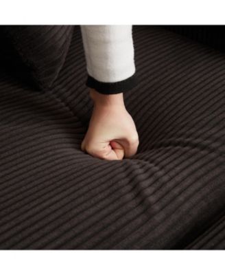 Corduroy 3-Seater Cloud Couch with Footrest & Cushions