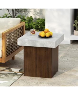  Square Side Table Natural wood frame