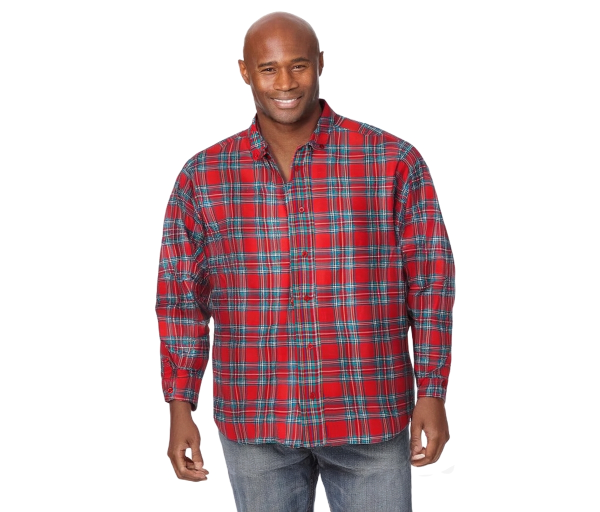 Big & Tall Liberty Blues by Flannel Shirt - White tartan