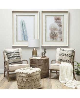 Cotton Blend Ottoman for Living Room Bedroom or Lounge Area Seating