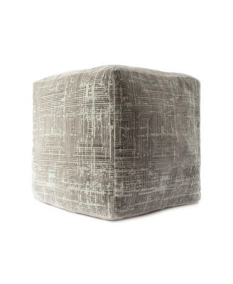 18" Grey Polyester Blend Ottoman