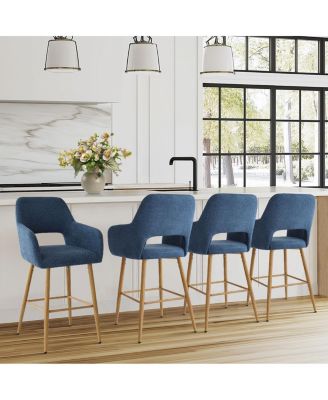 Set of 4 Upholstered Counter Height Stools with Armrests, 25.5'' Counter Chairs for Kitchen Island-Maison Boucle