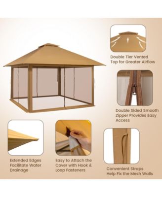 13 x 13 Feet Pop-up Instant Canopy Tent with Mesh Sidewall-Coffee