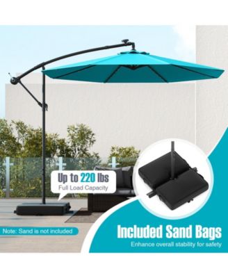 10 Ft Patio Umbrella Offset Cantilever Umbrella with 40 Solar Powered Lights-Turquoise