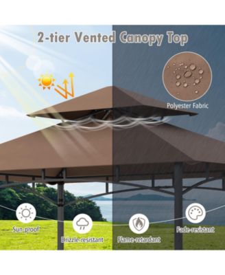 8 x 5 Feet Outdoor Grill Gazebo with 2 Side Shelves and 10 Hooks