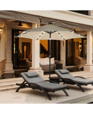 9 Feet Solar LED Lighted Patio Market Umbrella with Tilt Adjustment without Base