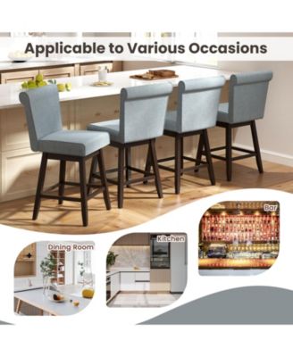 27 Inch Counter Height Bar Chairs with Rubber Wood Legs Set of 2