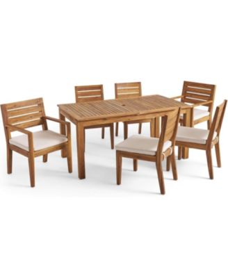 Streamdale Acacia Wood Expandable Dining Set with Cushions