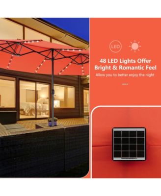 15 Feet Double-Sided Patio Umbrella with 48 LED Lights