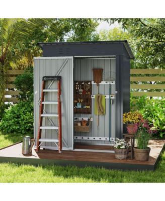 5 x 3 Feet Outdoor Storage Shed with Sloped Roof and Lockable Door-Gray