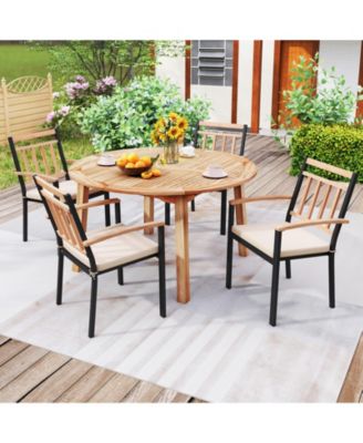 53 Inch Outdoor Acacia Wood Dining Table for 4-6 People