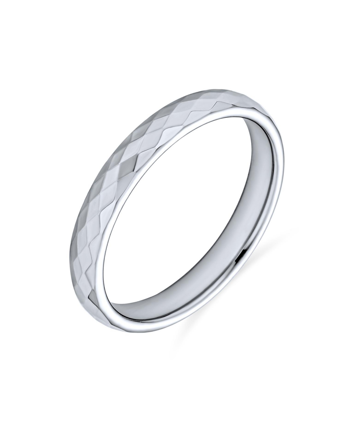 Multi Faceted Prism Cut Titanium Band Rings Silver Tone Comfort Fit 3MM - Silver tone 3mm