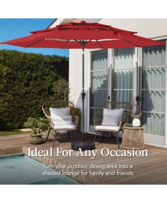 10ft 3-Tier Patio Umbrella, Market Sun Shade w/ Tilt Adjustment, Easy Crank